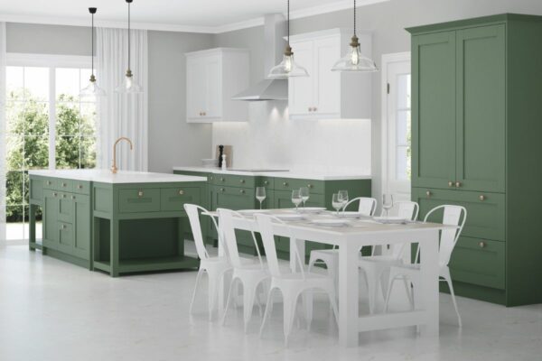 green cabinetry kitchen