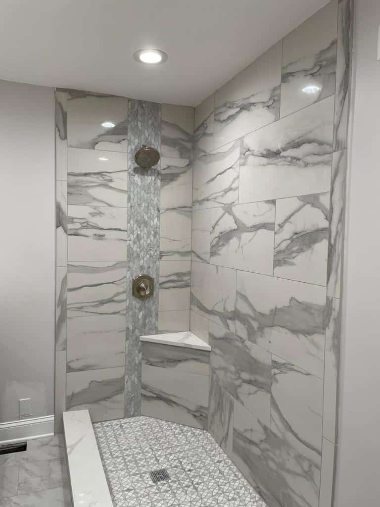 Bathroom Remodel in Vienna with Standing Shower & Double Vanity