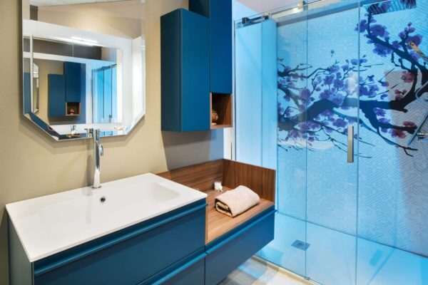 blue bathroom vanity